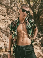 Superdry Black Vintage Hawaiian Short Sleeve Shirt - Image 1 of 6