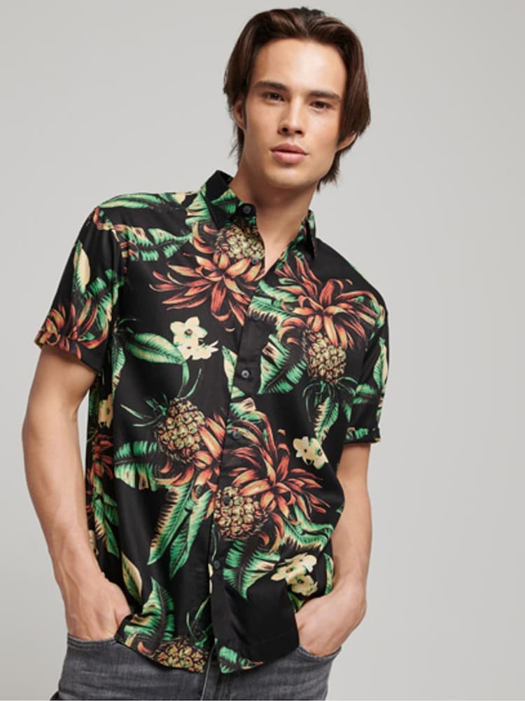 Черный - рубашка с короткими рукавами и гавайским принтом Superdry Vintage - Изображение 2 из 6 Черный - рубашка с короткими рукавами и гавайским принтом Superdry Vintage - Изображение 2 из 6