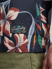 Superdry Dark Blue Short Sleeve Hawaiian Printed Shirt - Image 4 of 7