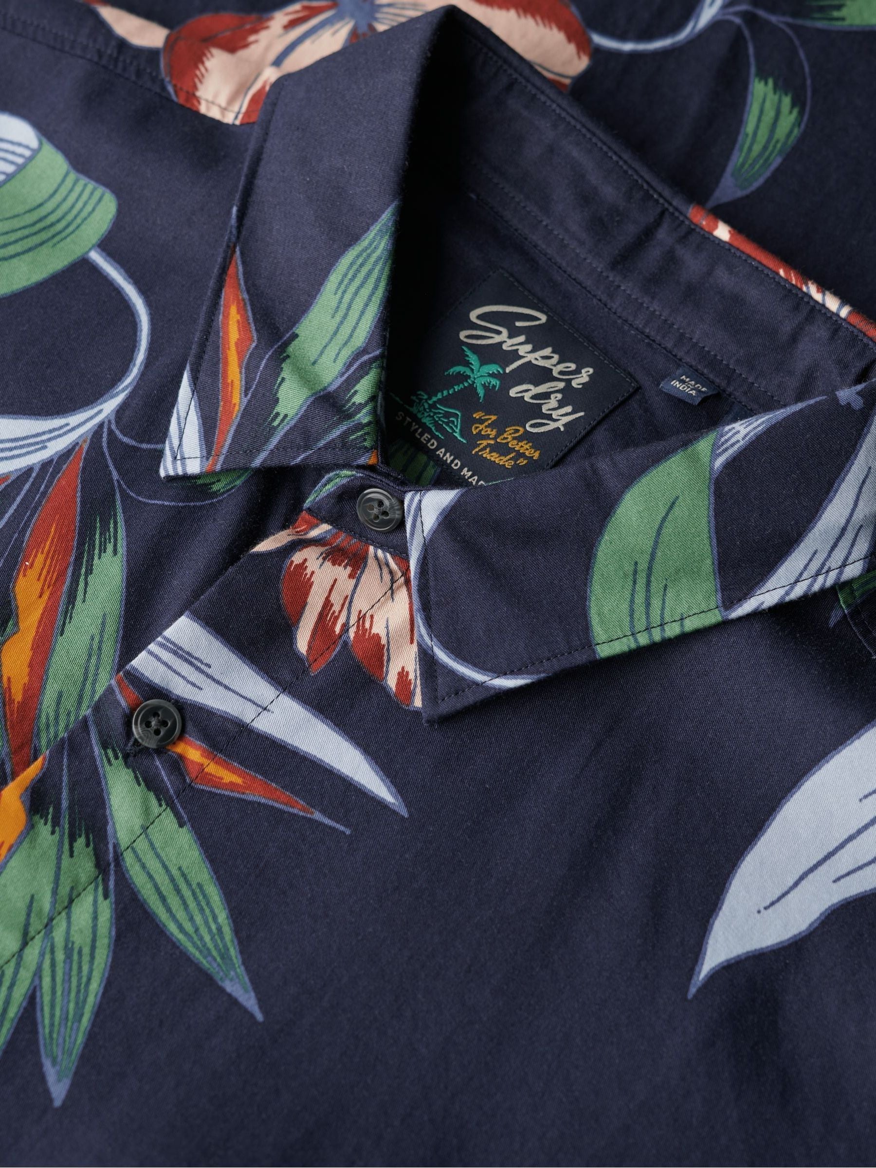 Buy Superdry Dark Blue Short Sleeve Hawaiian Printed Shirt from