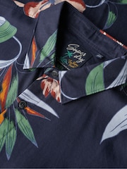 Superdry Dark Blue Short Sleeve Hawaiian Printed Shirt - Image 6 of 7