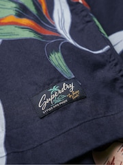 Superdry Dark Blue Short Sleeve Hawaiian Printed Shirt - Image 7 of 7