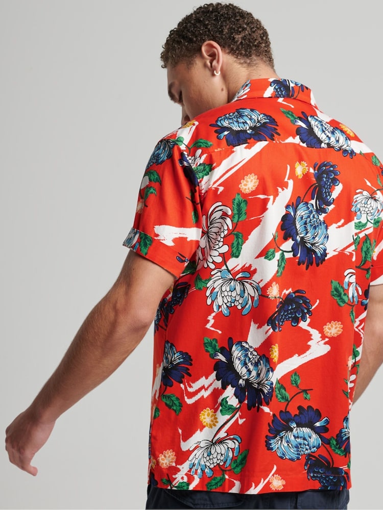 Superdry Orange Vintage Hawaiian Short Sleeve Shirt - Image 1 of 7