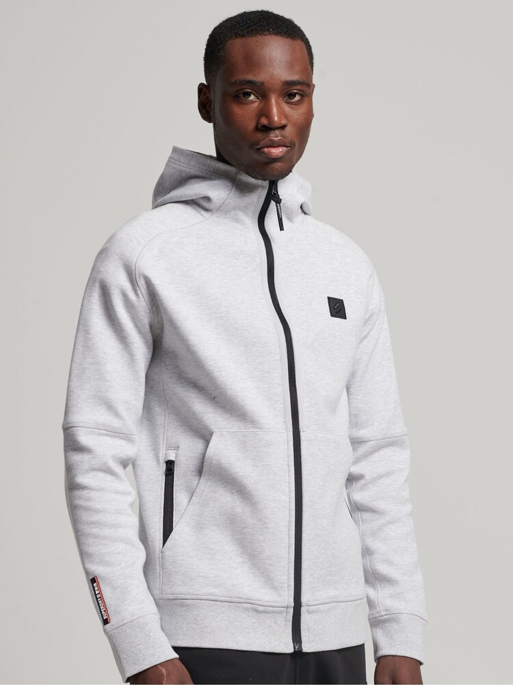 Superdry Grey Code Tech Zip Hoodie - Image 1 of 4