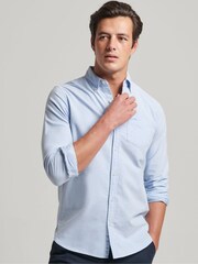 Superdry Classic Blue Oxford 100% Cotton Long Sleeved Oxford Shirt - Image 1 of 7