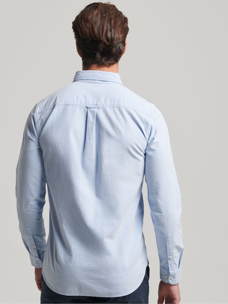Superdry Classic Blue Oxford 100% Cotton Long Sleeved Oxford Shirt - Image 1 of 1