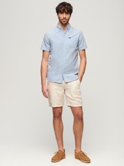 Superdry Blue Vintage Oxford Short Sleeve 100% Cotton Shirt - Image 2 of 9