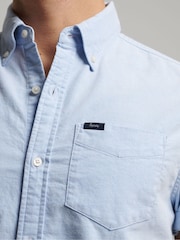 Superdry Blue Vintage Oxford Short Sleeve 100% Cotton Shirt - Image 4 of 9