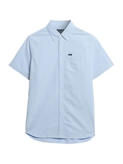 Superdry Blue Vintage Oxford Short Sleeve 100% Cotton Shirt - Image 7 of 9