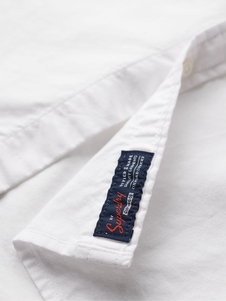 Blanc - Superdry Vintage Oxford Manches courtes  100% Chemise en coton - Image 4 of 5