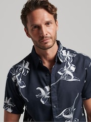 Superdry Mono Hibiscus Navy Short Sleeve Hawaiian Printed Shirt - Image 6 of 6