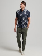 Superdry Mono Hibiscus Navy Short Sleeve Hawaiian Printed Shirt - Image 8 of 9