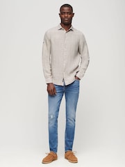 Superdry Ash Grey Studios Casual Linen Long Sleeved Shirt - Image 2 of 6