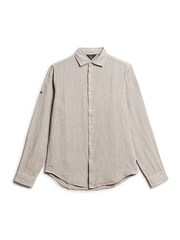 Superdry Ash Grey Studios Casual Linen Long Sleeved Shirt - Image 5 of 6