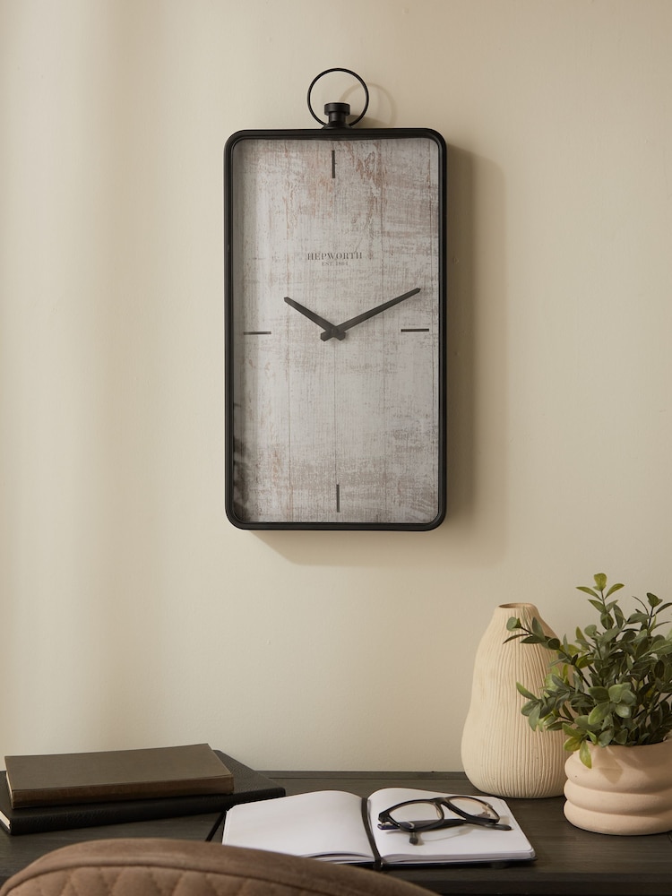 Black Brompton Rectangular Wall Clock - Image 1 of 5
