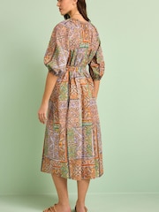 Orange, Paisleymuster - Midi-Hemdkleid aus 100 % Baumwolle - Bild 3 von 6