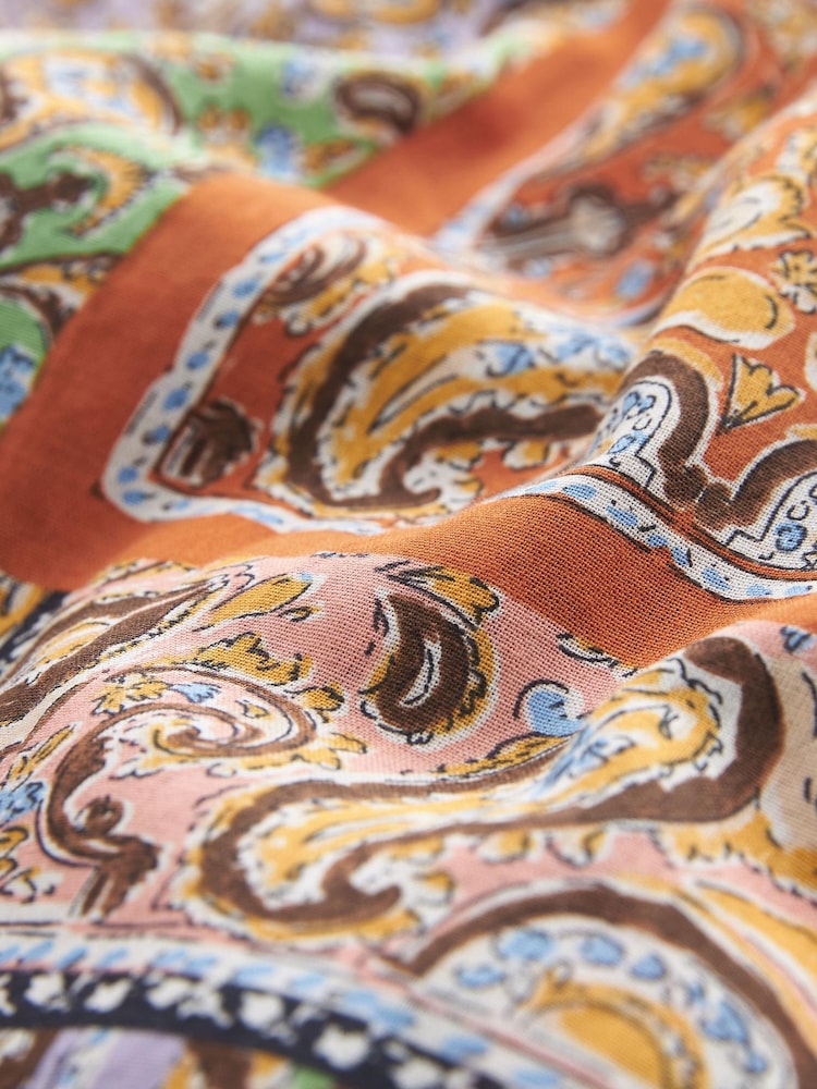 Orange, Paisleymuster - Midi-Hemdkleid aus 100 % Baumwolle - Bild 6 von 6