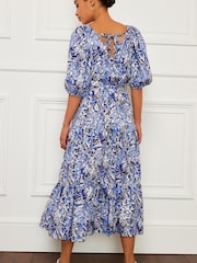 Blau - Midikleid mit eckigem Ausschnitt - Bild 2 von 5