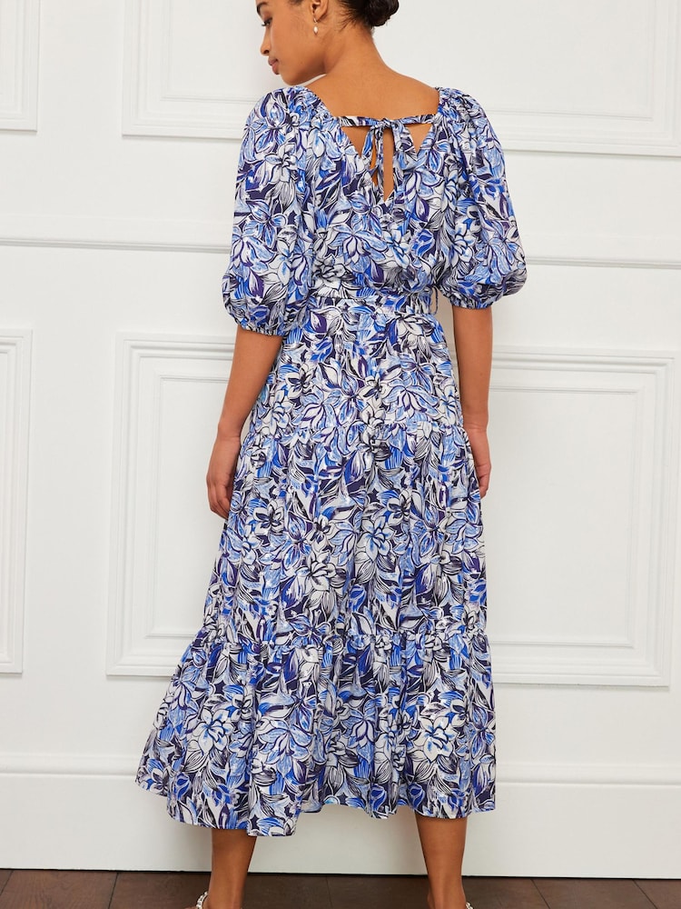 Blau - Midikleid mit eckigem Ausschnitt - Bild 2 von 5