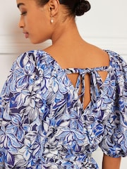 Blau - Midikleid mit eckigem Ausschnitt - Bild 3 von 5