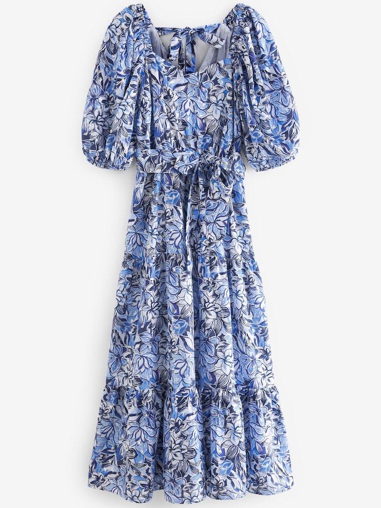 Blau - Midikleid mit eckigem Ausschnitt - Bild 5 von 5