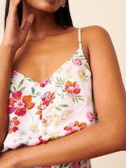 White Floral Satin Slip Midi Dress - Image 4 of 6