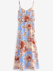 Purple Paisley Satin Slip Midi Dress - Image 4 of 5
