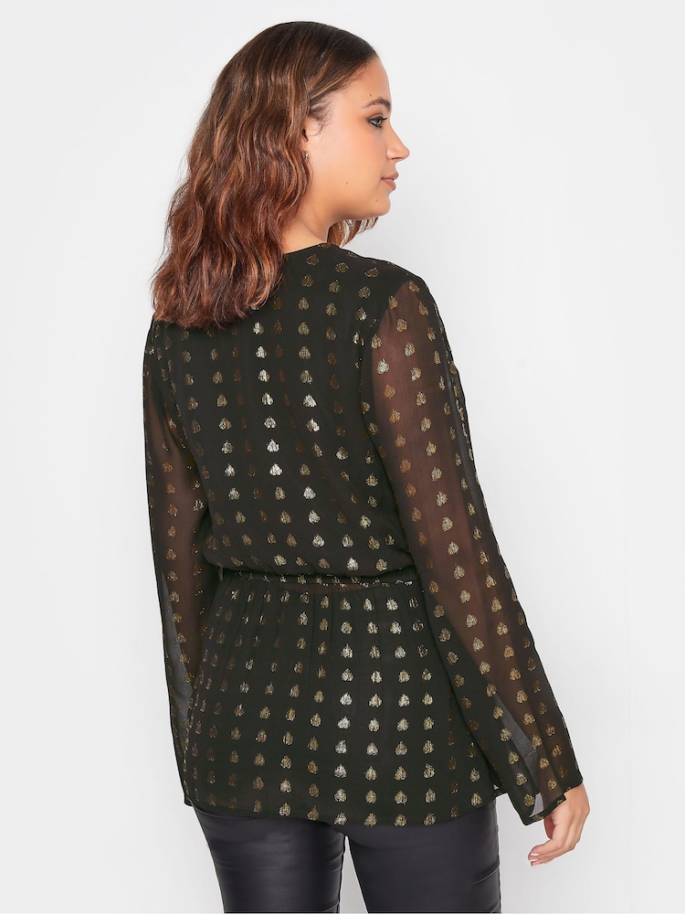Long Tall Sally Black Spot Wrap Top - Image 2 of 4