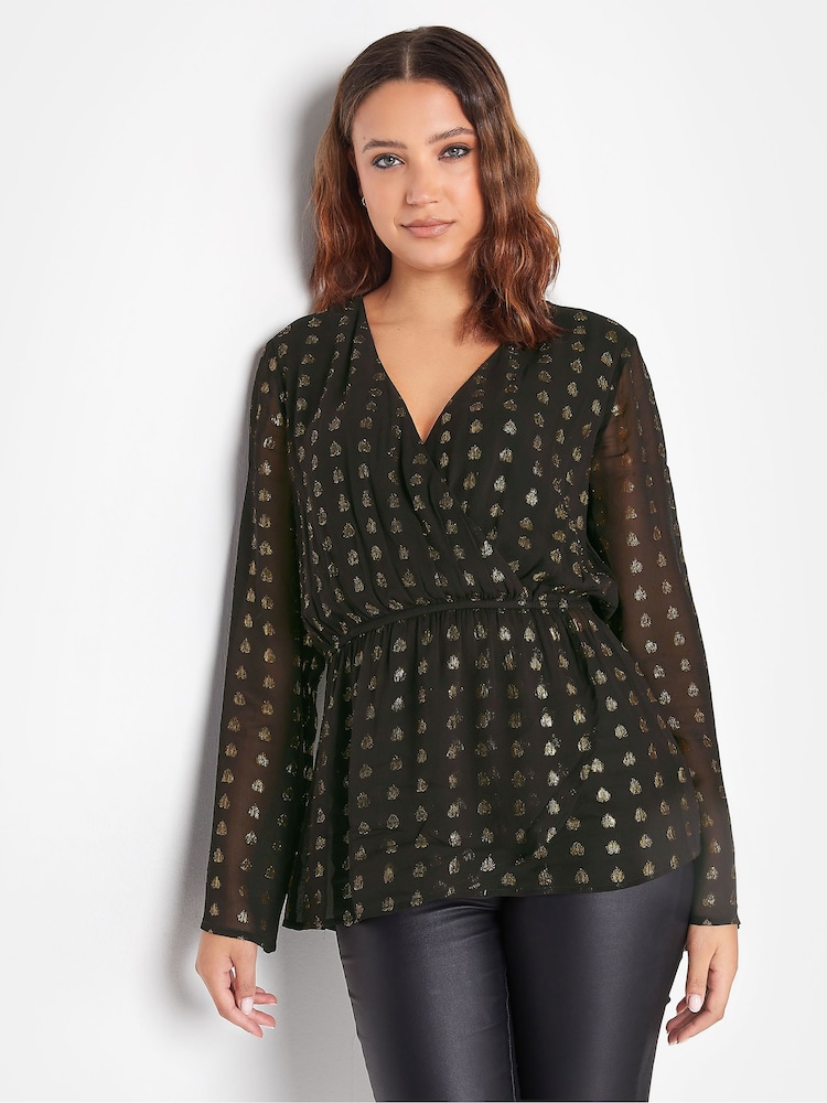 Long Tall Sally Black Spot Wrap Top - Image 4 of 4