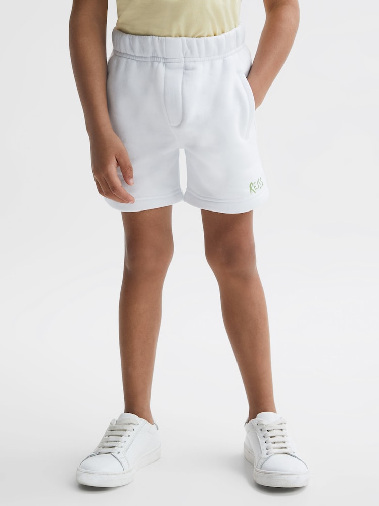 Reiss Ecru Cello Junior Cotton Jersey Elasticated Shorts - Image 1 of 7