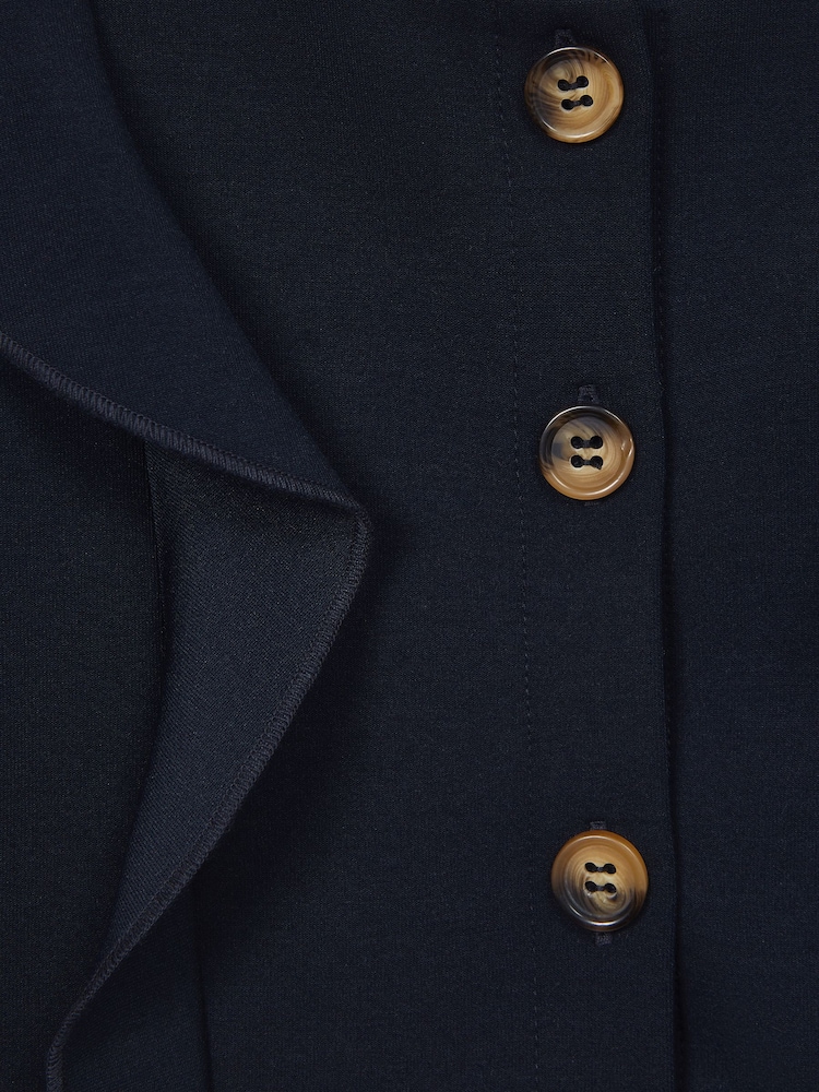 Reiss Navy Fearne Junior Ruffle Sleeve Button Dress - Image 7 of 7