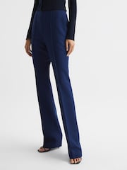 Reiss Blue Kali Mid Rise Flared Wool Trousers - Image 1 of 7