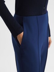Reiss Blue Kali Mid Rise Flared Wool Trousers - Image 4 of 7