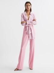 Reiss Pink Blair High Rise Wide Leg Trousers - Image 8 of 8
