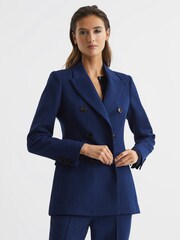 Reiss Blue Kali Double Breasted Wool Blazer - Image 1 of 7
