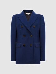 Reiss Blue Kali Double Breasted Wool Blazer - Image 2 of 7