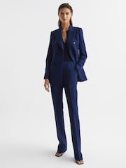 Reiss Blue Kali Double Breasted Wool Blazer - Image 3 of 7