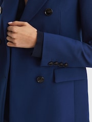 Reiss Blue Kali Double Breasted Wool Blazer - Image 4 of 7