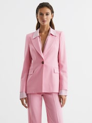 Reiss Pink Blair Single Breasted Wool Blend Blazer - Image 1 of 7