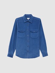 Reiss Royal Blue Bonucci Corduroy Twin Pocket Overshirt - Image 2 of 7