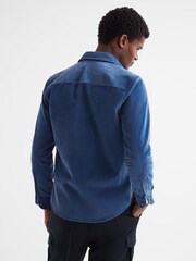Reiss Royal Blue Bonucci Corduroy Twin Pocket Overshirt - Image 5 of 7