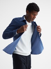 Reiss Royal Blue Bonucci Corduroy Twin Pocket Overshirt - Image 7 of 7