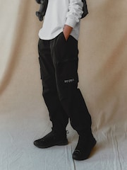 Black Lined Parachute Cargo Trousers (3-16yrs) - Image 1 of 8