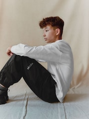 Black Lined Parachute Cargo Trousers (3-16yrs) - Image 6 of 8