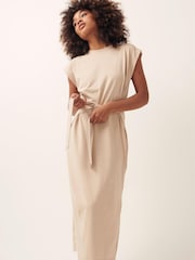 Barbour® International Biege Soules Belted Midi Dress - Image 4 of 8