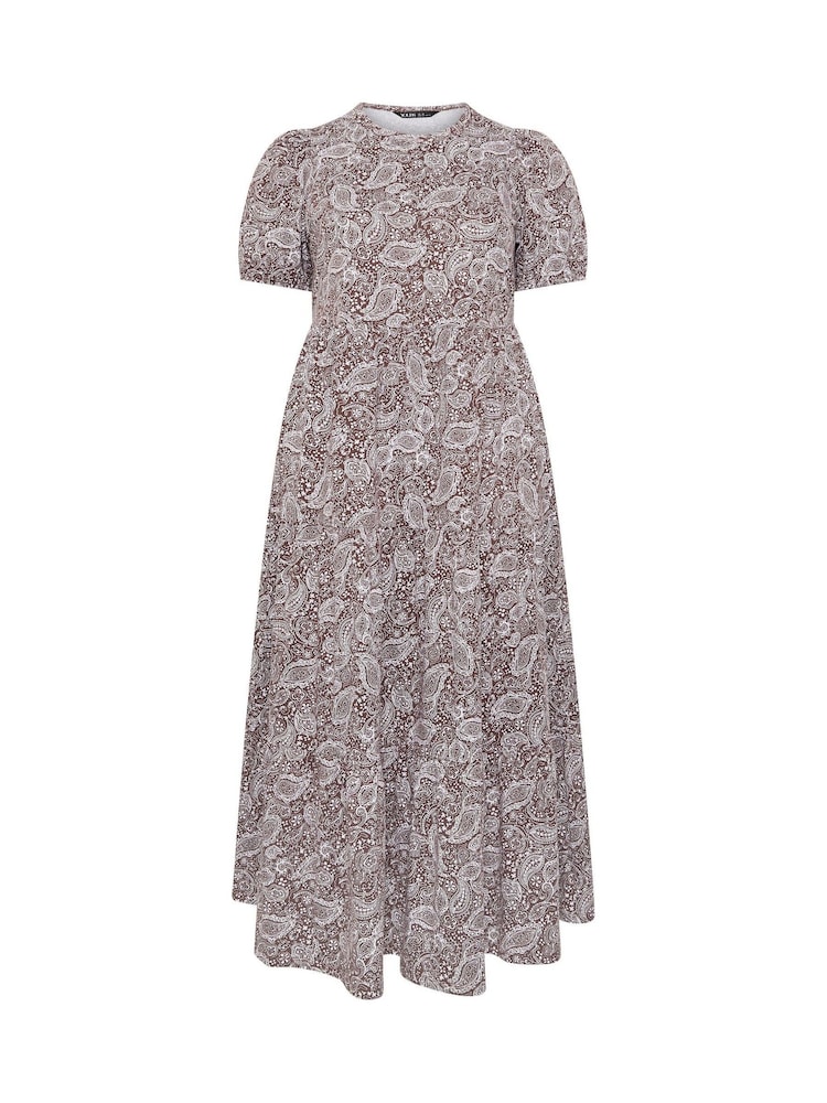 Yours Curve Brown Tiered Maxi Dress - Image 5 of 5 Yours Curve Brown Tiered Maxi Dress - Image 5 of 5