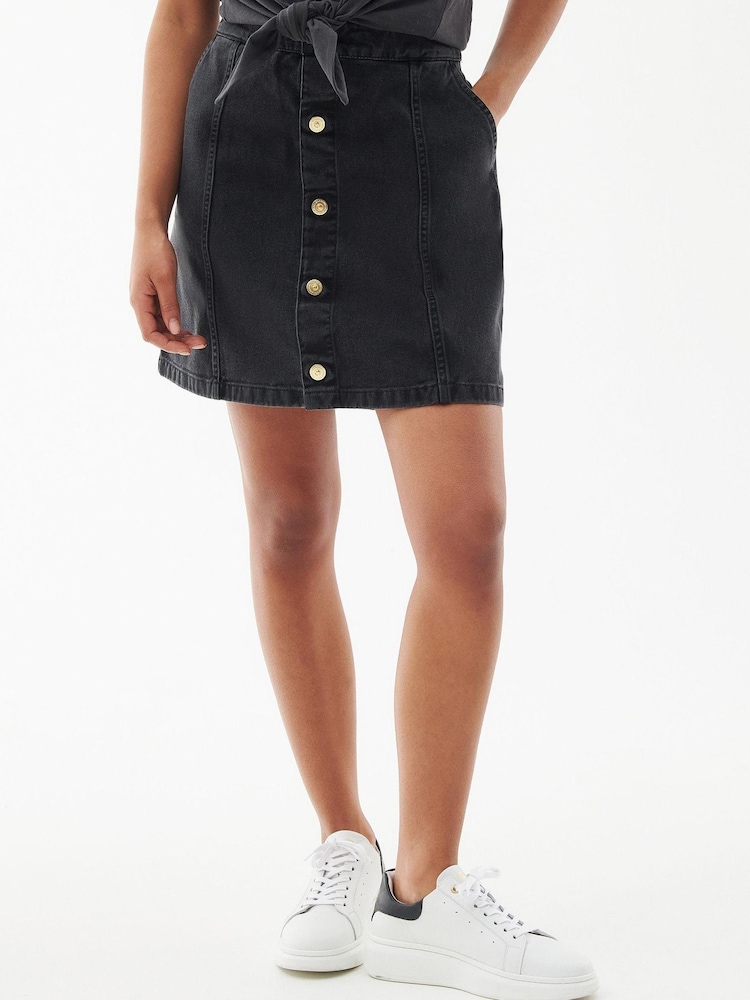 Barbour® International Lorimer Denim Button Skirt - Image 1 of 5 Barbour® International Lorimer Denim Button Skirt - Image 1 of 5