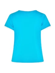 Yours Curve Blue Premium Interlock Ringer T-Shirt - Image 6 of 6