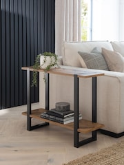 Dark Bronx Chevron Oak Effect Side Table - Image 1 of 7
