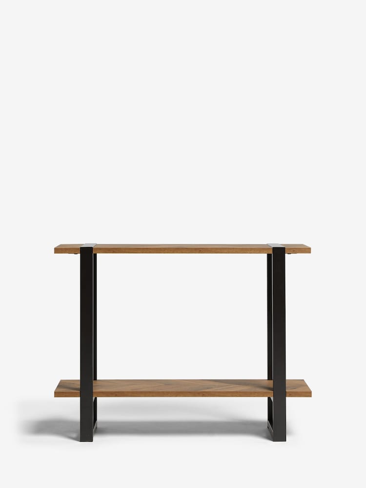Dark Bronx Chevron Oak Effect Side Table - Image 2 of 7